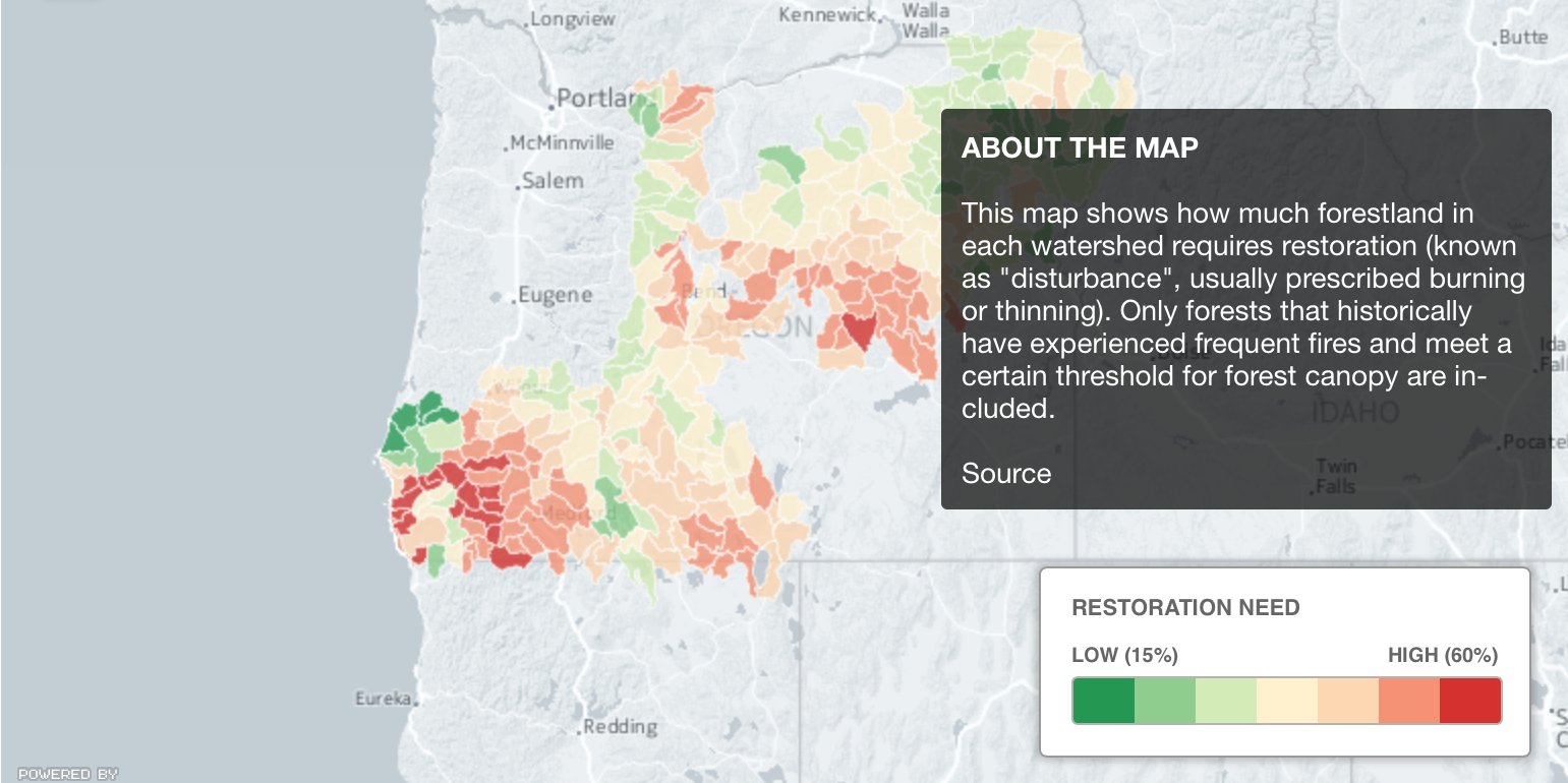 Forest restoration needs in Oregon